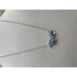 Infinity Turtle Pendant Necklace with Blue Accents Three Turtles